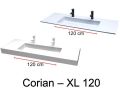 Plan toilette avec double vasque, 50 x 140 cm, en rsine minrale Solid-Surface - XL120 RG