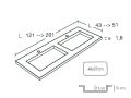 Umywalka podwÃ³jna 50 x 120 cm z Å¼ywicy mineralnej Solid-Surface - DOUBLE CLASSIC RG