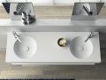 Plan double vasque ronde, 50 x 100 cm, en rsine minrale Solid-Surface - DOUBLE CIRCULAR HYDRA