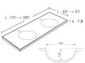 Plan double vasque ronde, 50 x 100 cm, en rsine minrale Solid-Surface - DOUBLE CIRCULAR HYDRA