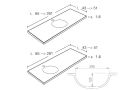 Plan toilette avec vasque ronde intgre, 50 x 80 cm, en rsine minrale Solid-Surface - DOUBLE CIRCULAR RG