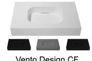 Plan vasque Design, 120 x 50 cm, suspendue ou à poser, en résine minérale - VENTO 40 CF