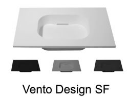 Plan vasque Design, 120 x 50 cm, suspendue ou à poser, en résine minérale - VENTO 40 SF