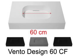 Plan vasque Design, 120 x 50 cm, suspendue ou à poser, en résine minérale - VENTO 60 CF