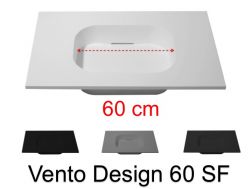 Plan vasque Design, 120 x 50 cm, suspendue ou à poser, en résine minérale - VENTO 60 SF
