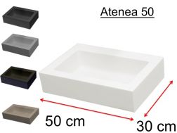 Farvet handvask 50 x 30 cm i mineral resin - ATENA 50