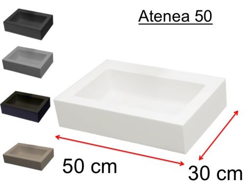 Farvet handvask 50 x 30 cm i mineral resin - ATENA 50