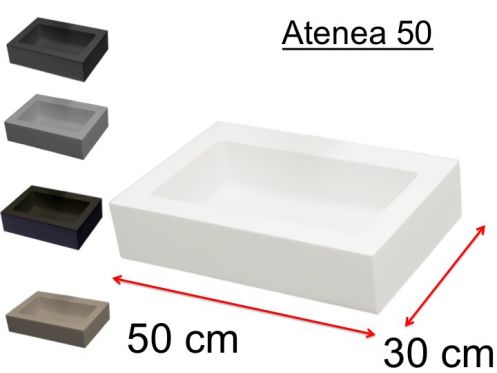 Lave-mains, de couleur, 50 x 30 cm, en rsine minrale - ATENA 50