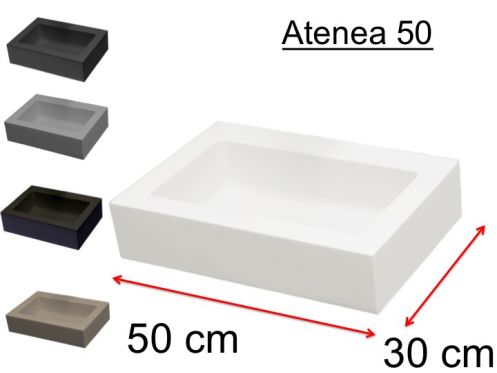 Umywalka, kolory, 50 x 30 cm, żywica mineralna - ATENA 50