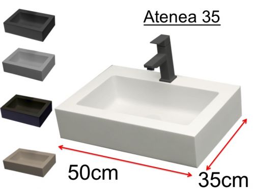 Kolorowa umywalka kompaktowa 50 x 30 cm z zywicy mineralnej - ATENA 50