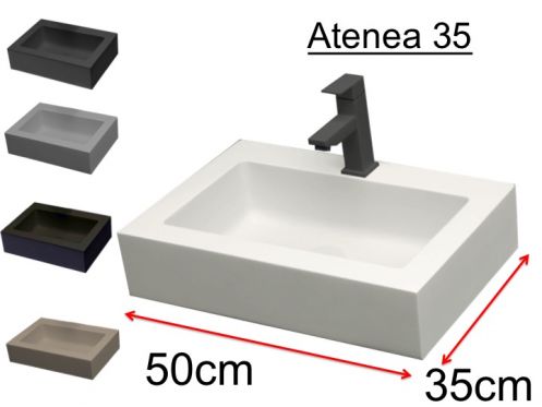 Umywalka, kolory, 50 x 35 cm, żywica mineralna - ATENA 35