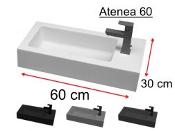 Farvet handvask 60 x 30 cm i mineral resin - ATENA 60