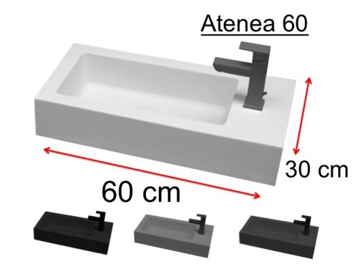 Kolorowa umywalka kompaktowa 60 x 30 cm z zywicy mineralnej - ATENA 60