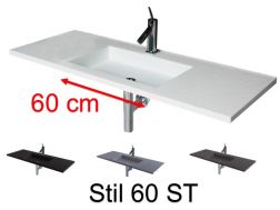 Plan vasque, 50 x 120 cm, suspendue ou à encastrer, en résine minérale - STIL 60 ST