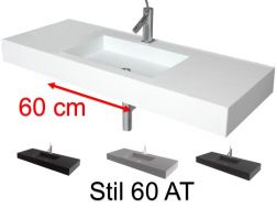 Plan vasque, 50 x 120 cm, suspendue ou à encastrer, en résine minérale - STIL 60 AT