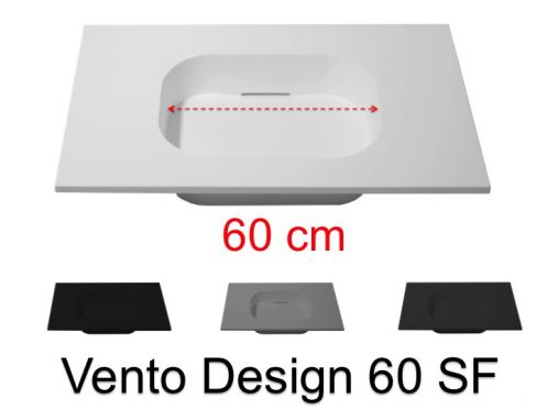Plan vasque Design, 160 x 50 cm, suspendue ou � poser, en r�sine min�rale - VENTO 60 SF