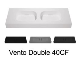 Plan vasque double, 120 x 50 cm, suspendue ou à poser, en résine minérale - VENTO 40 CF