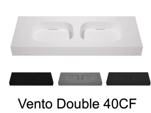 Plan vasque double, 150 x 50 cm, suspendue ou � poser, en r�sine min�rale - VENTO 40 CF