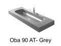 Plan vasque double, 50 x 100 cm, suspendue ou � encastrer, en r�sine min�rale - OBA 90