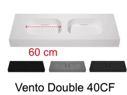 Plan vasque double, 160 x 50 cm, suspendue ou à poser, en résine minérale - VENTO 60 CF