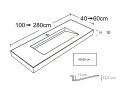 Plan double vasque caniveau, 50 x 100 cm, Bassin de 30 x 90 cm - COPER 90