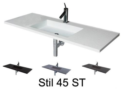 Plan vasque, 50 x 150 cm, suspendue ou � encastrer, en r�sine min�rale - STIL 45 ST
