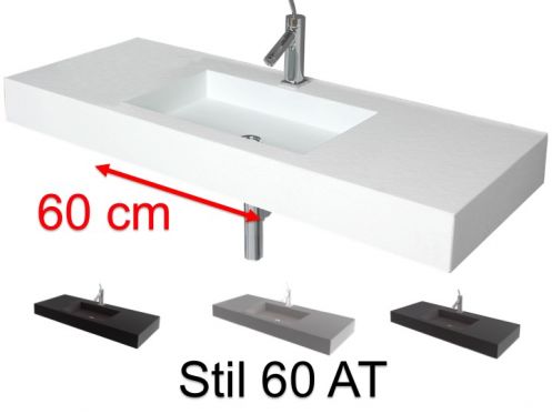 Plan vasque, 50 x 80 cm, suspendue ou � encastrer, en r�sine min�rale - STIL 60 AT