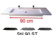 Plan vasque double, 50 x 110 cm, suspendue ou à encastrer, en résine minérale - STIL 90 ST