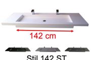 Plan vasque double, 50 x 200 cm, suspendue ou à encastrer, en résine minérale - STIL 142 ST