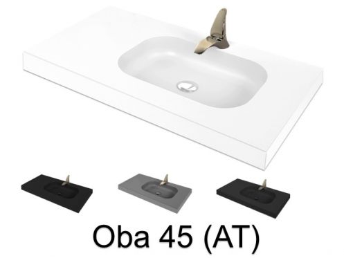 Plan vasque, 50 x 140 cm, suspendue ou � encastrer, en r�sine min�rale - OBA 45 AT