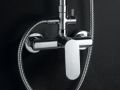 Kolumna prysznicowa, Jednouchwytowa bateria umywalkowa, okrągła 20 cm - PALMAS CHROME