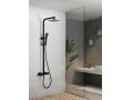 Colonne de douche, noir matt, thermostatique, aux finitions droites et carres - MARBELLA NOIR