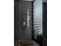 Wbudowany prysznic, biała matowa bateria umywalkowa i designerskie pokrętło - BADALONA BLANC