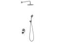 Ingebouwde douche, mengkraan en ronde knop Ã˜25 cm - LEON CHROME