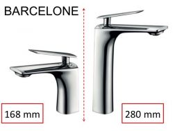 Robinet mitigeur design, hauteur 168 ou 280 mm - BARCELONE CHROME