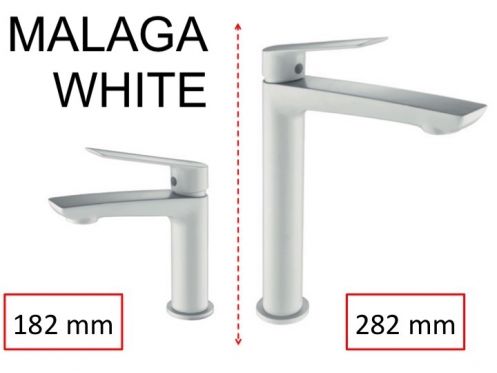 Robinet mitigeur blanc mat, hauteur 182 ou 282 mm - MALAGA BLANC