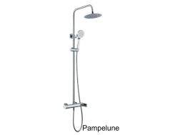 Colonne de douche, Mitigeur mélangeur mono-commande, rond de 20 cm - PAMPELUNE CHROME