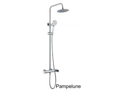 Kolumna prysznicowa, Jednouchwytowa bateria umywalkowa, okrÄ…gÅ‚a 20 cm - PAMPELUNE CHROME