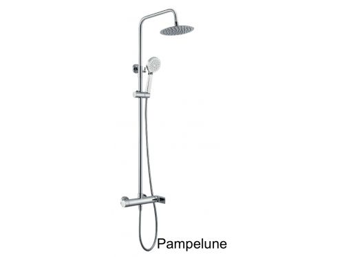 Colonne de douche, Mitigeur mlangeur mono-commande, rond de 20 cm - PAMPELUNE CHROME