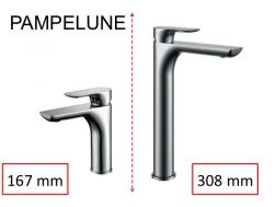 Robinet Lavabo mitigeur, melangeur mono-commande, hauteur 167 ou 308  mm - PAMPELUNE CHROME