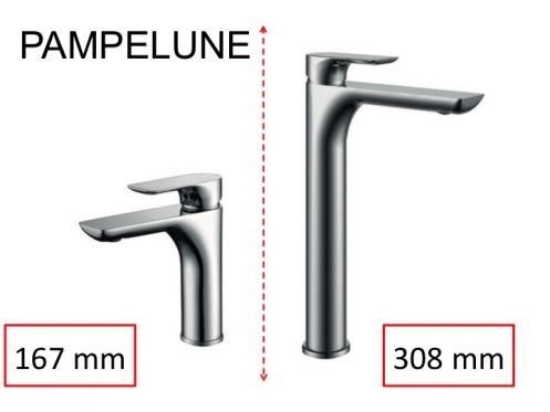 Enkelt greb blandebatteri, enkelt greb blandebatteri, hÃ¸jde 167 eller 308 mm - PAMPELUNE CHROME