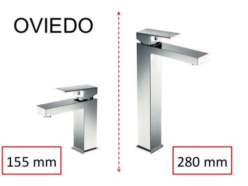 Bateria umywalkowa, bateria, z kwadratowymi liniami - OVIEDO CHROME