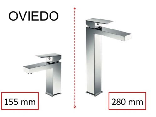HÃ¥ndvaskhane, mixer, med firkantede linjer - OVIEDO CHROME