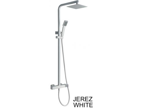 Panel prysznicowy, biały matowy, mikser, w stylu kostki - JEREZ biały