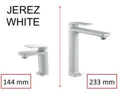 Robinet Lavabo, Blanc matt, melangeur, hauteur 144 et 233 mm - JEREZ Blanc