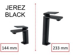 Robinet Lavabo, noir matt, melangeur, hauteur 144 et 233 mm - JEREZ Noir