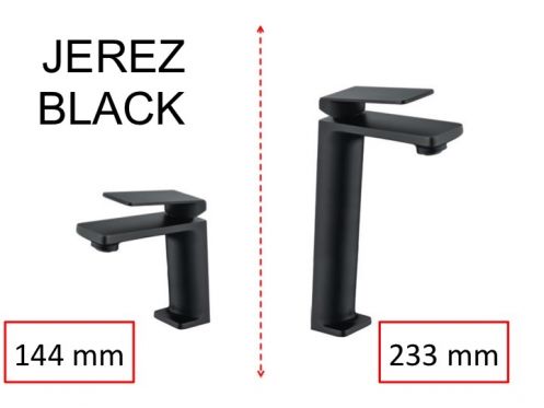 Robinet Lavabo, noir matt, melangeur, hauteur 144 et 233 mm - JEREZ Noir