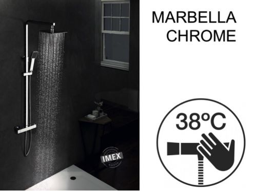 Brusekolonne, termostat, med lige og firkantet finish - MARBELLA CHROME