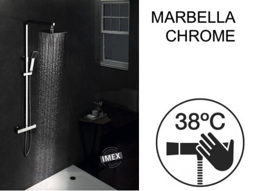 Kolumna prysznicowa, termostatyczna, z prostymi i kwadratowymi wykoÅ„czeniami - MARBELLA CHROME