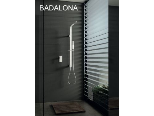 Ingebouwde douche, witte matte mengkraan en designknop - BADALONA BLANC